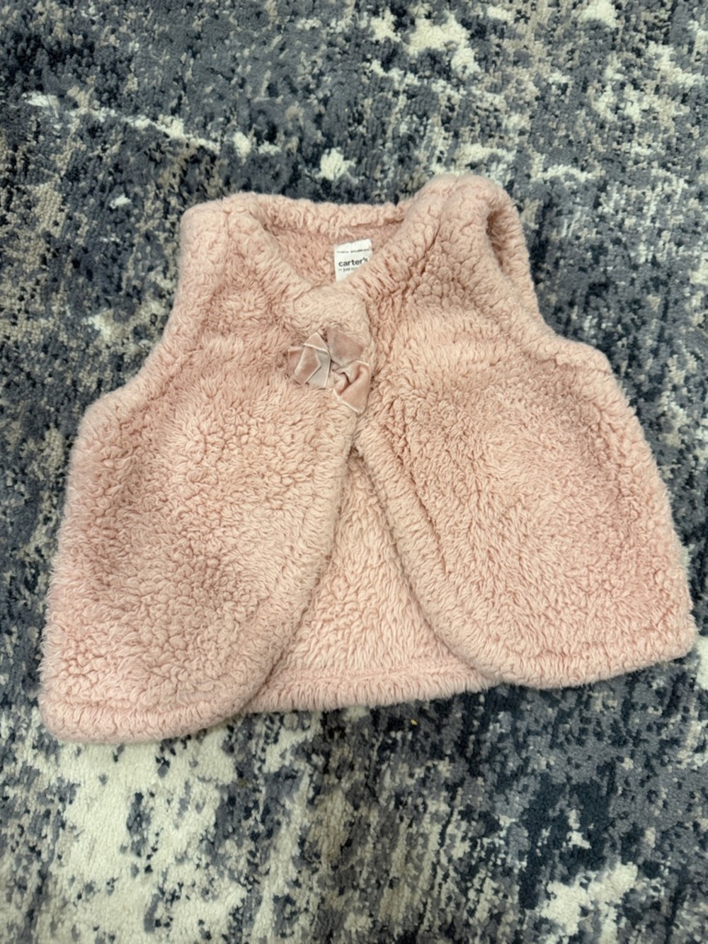 Carter's Blush Pink Faux-Sherpa Baby Vest with Bow